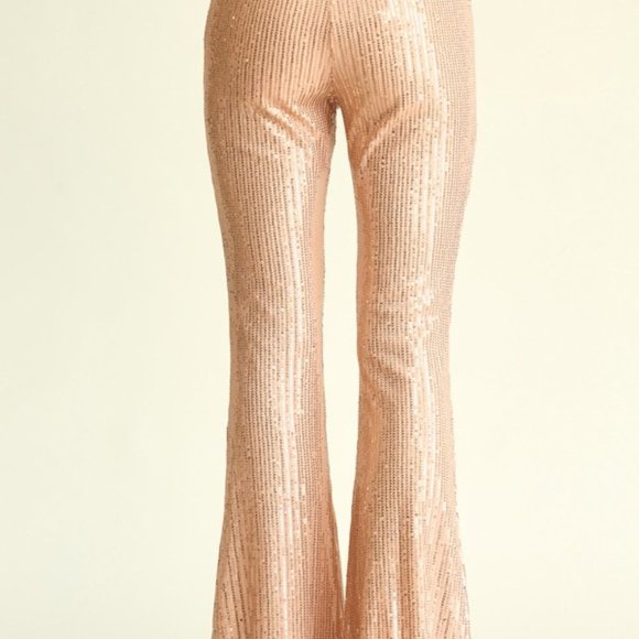 Sequin Pants Champagne Color Fully lined with side zipper Sizes S, M, L - Picture 4 of 4